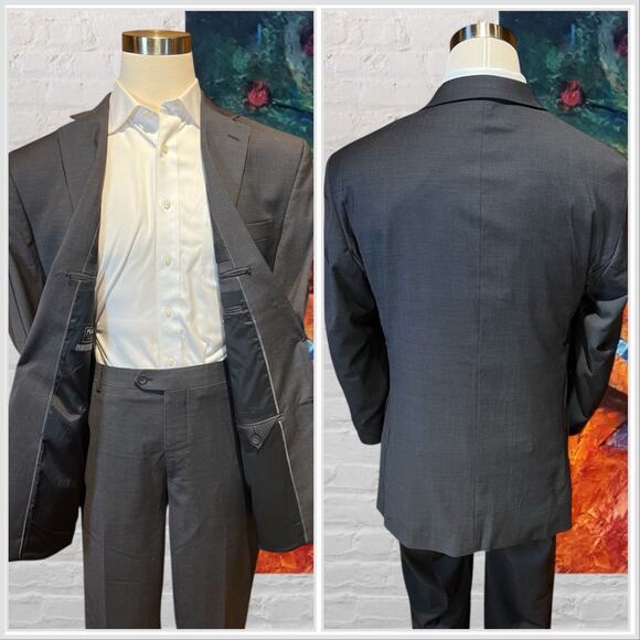 Jos A Bank Travel Tech 46L 34x31 Slim Fit Gray 2 Piece Suit Stretch Wrinkle Free - Picture 5 of 16